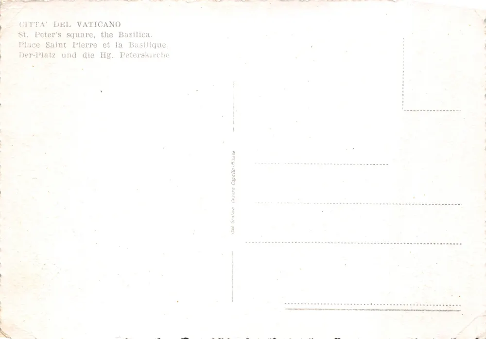 Vatikanstadt - Piazza S. Pietro - Die Basilika — Verlag Stab Gravure, Impr. Capelle, Mailand - Rückseite