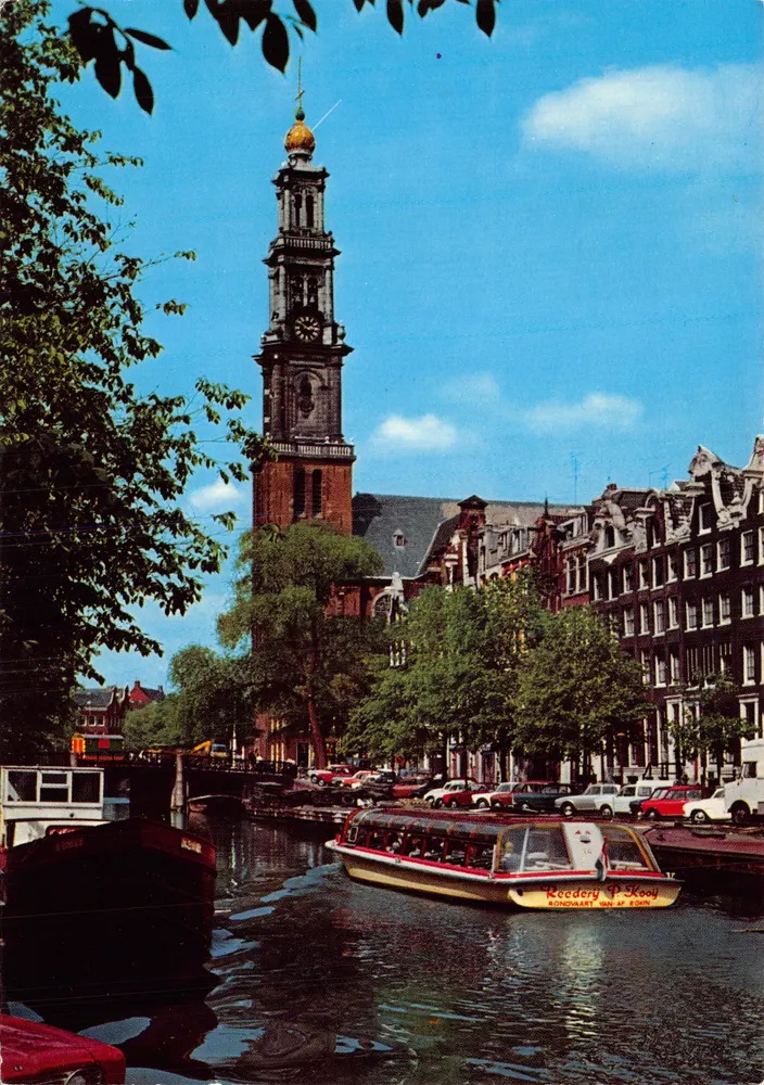 Amesterdão — Westertoren visto do canal — editor SLEIDING - Frente