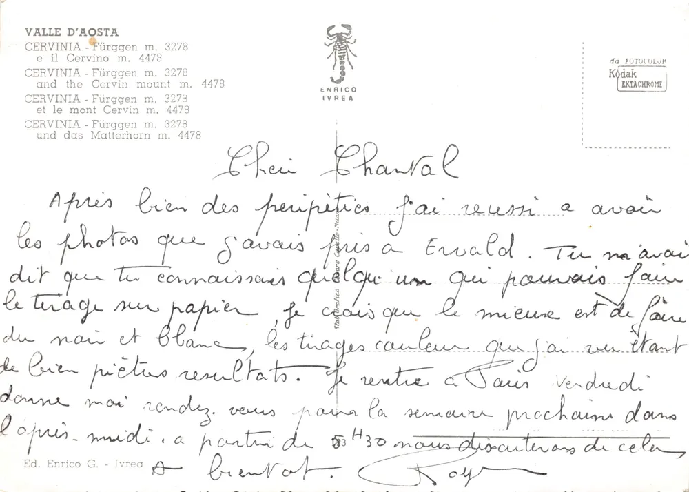 Cervinia — le Cervin m. 4478 — Ed. Enrico G. Ivrea - Verso