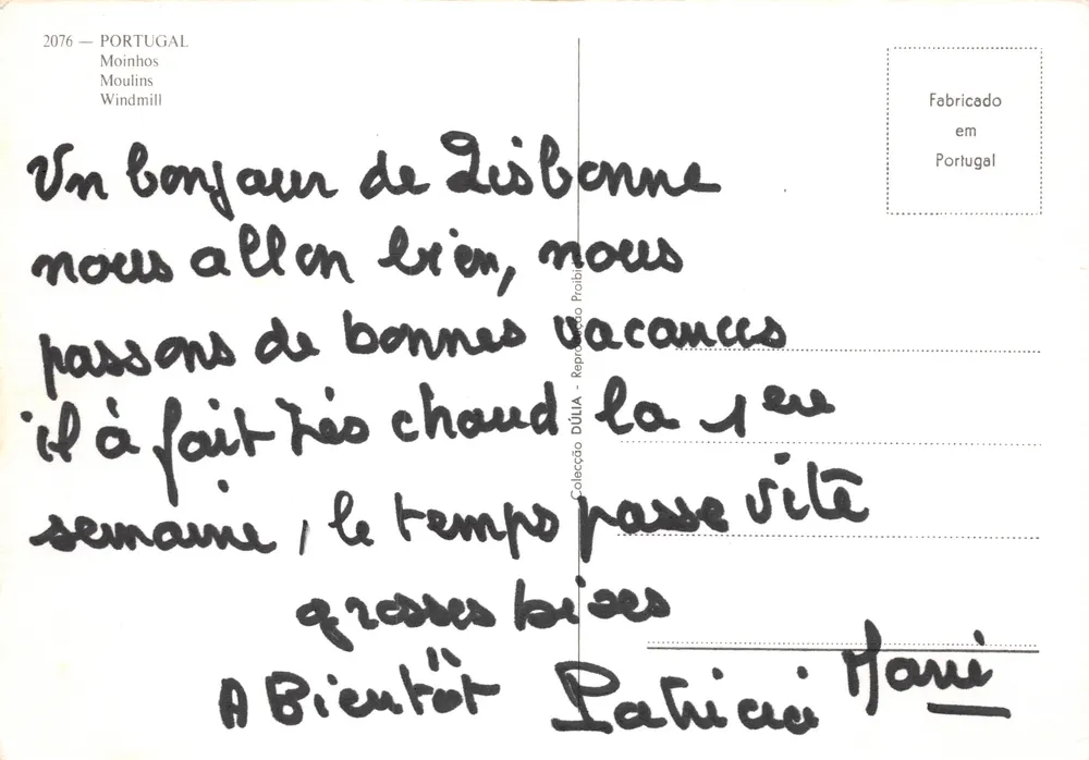 Moinho a vento — Os Moinhos de Lisboa — editor DÚLIA, n° 2076 - Verso