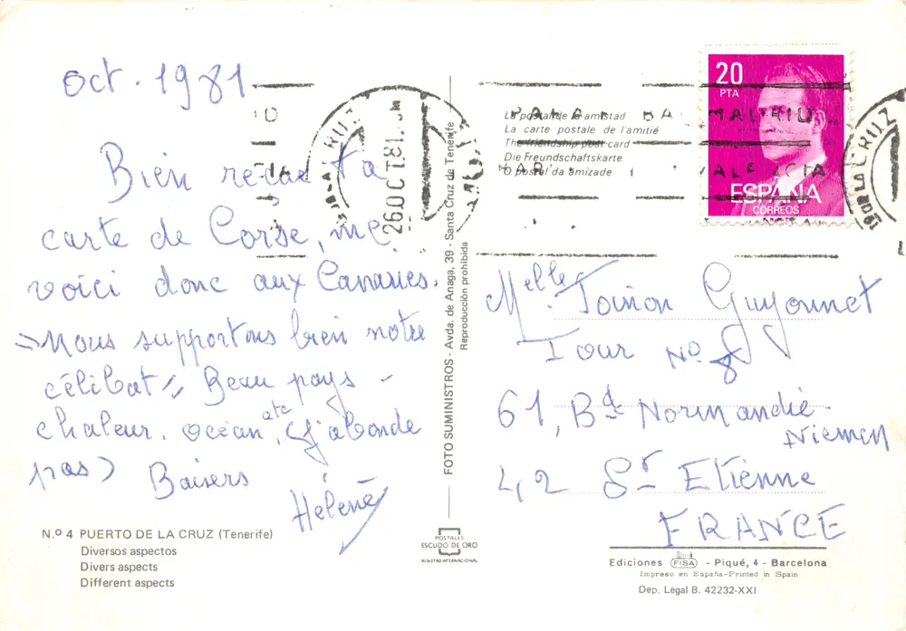 Hafen von La Cruz — verschiedene touristische Szenen — FISA Editionen, Nr. 4 - Rückseite