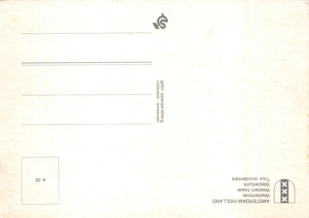 Torre ocidental — editor Gebr. Spanijersberg, Roterdão - Verso