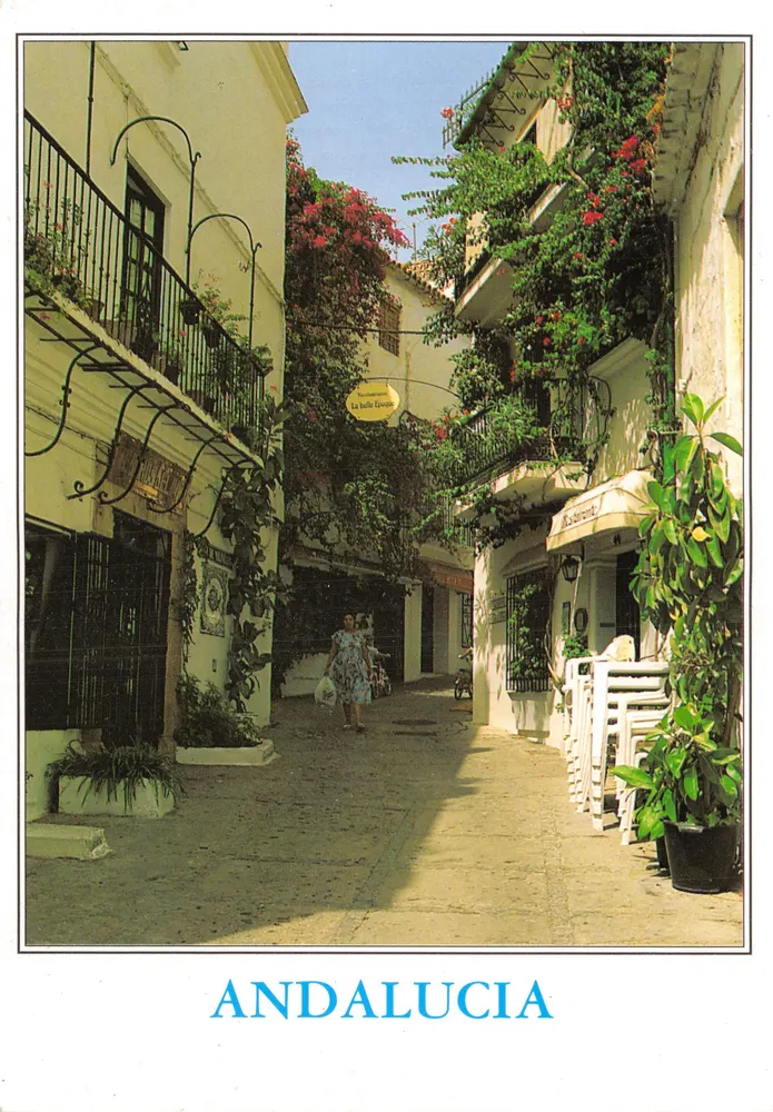 Andalucia — via tipica con balcone e fiori — Tintore Ediciones - Recto
