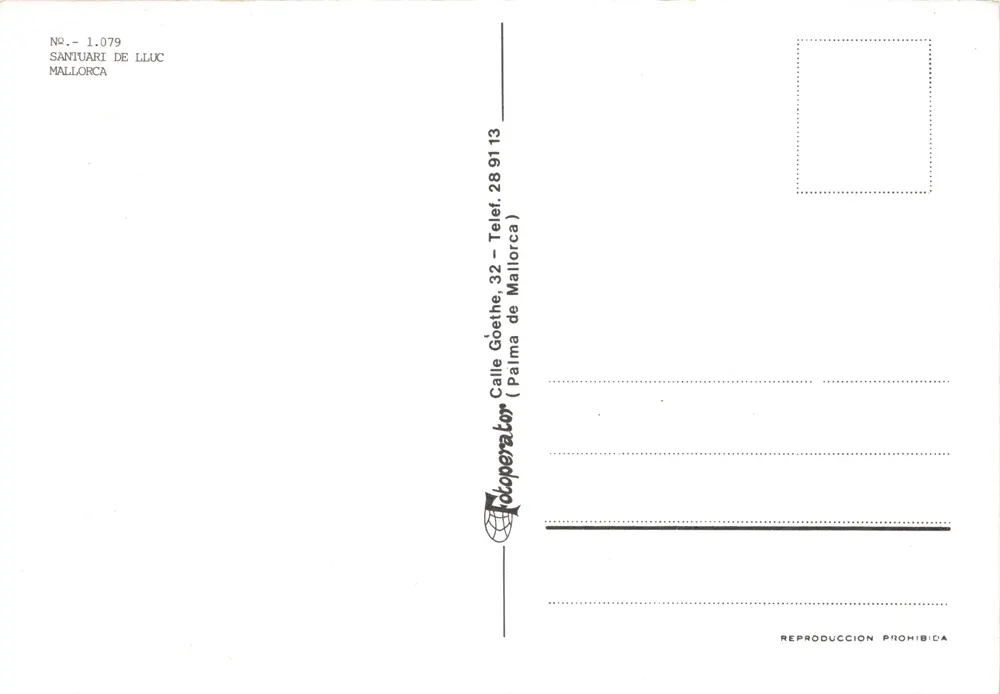 Heiligtum von Lluc — luftige Ansicht des Klosterkomplexes — Verlag Volooperador - Rückseite