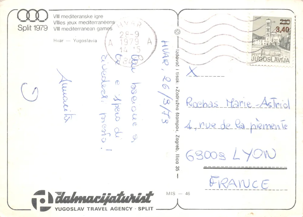 VIII Mittelmeerspiele igre Split 1979 — Mittelmeerspiele — Verlag Dalmacijaturist, Split - Rückseite