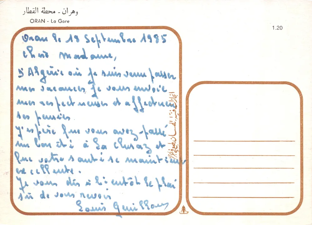 Mesquita da Estação — Oran — editor não visível - Verso