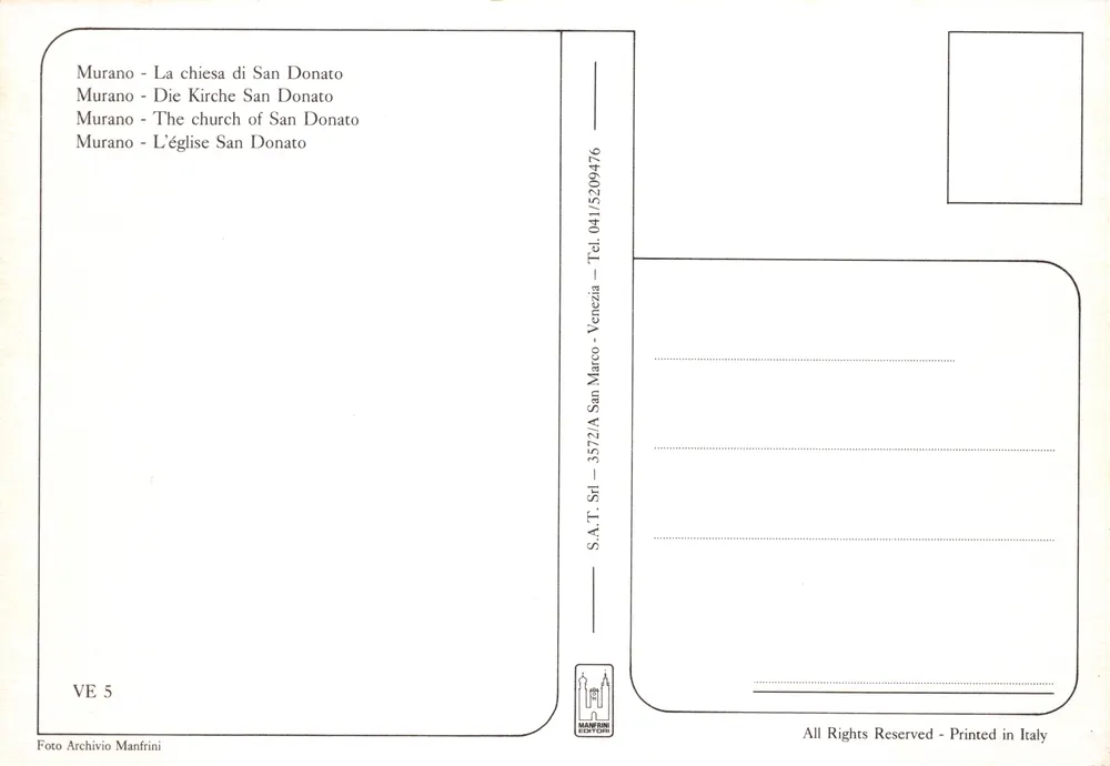 Murano — Église San Donato — éditeur MANFRINI EDITIONS - Verso