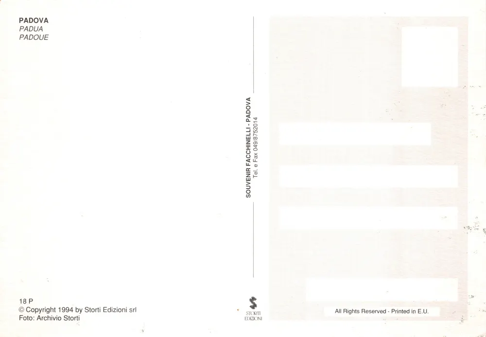 Padua — Panoramablick mit Gebäude von S. Antonio — Verlag Storti Edizioni - Rückseite