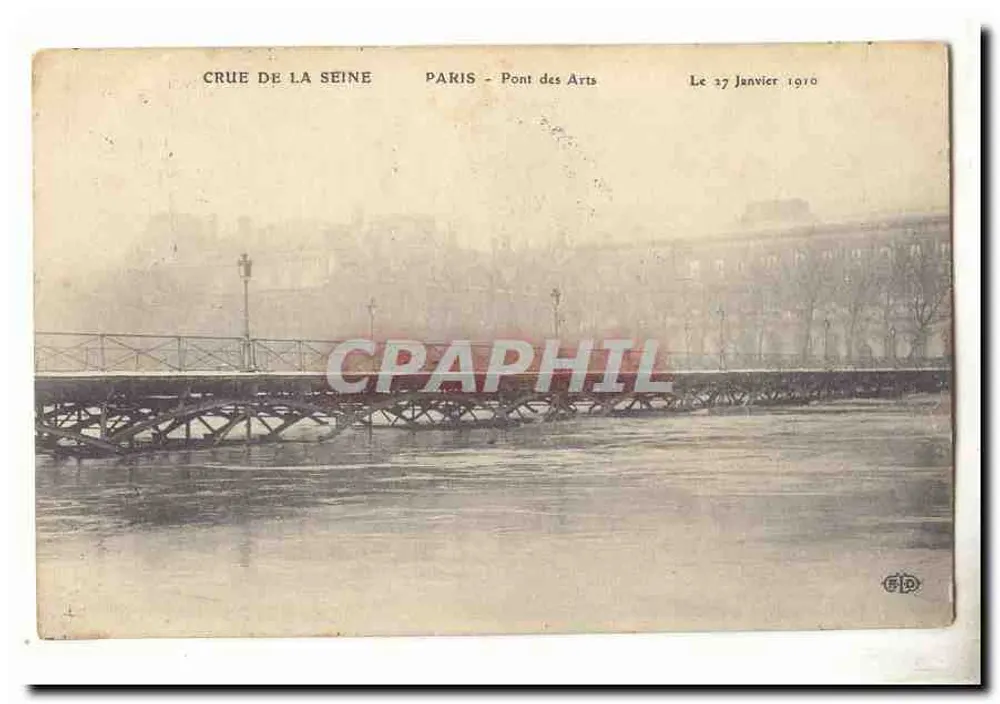 Überschwemmung der Seine — Paris - Pont des Arts — 27. Januar 1910 - Vorderseite