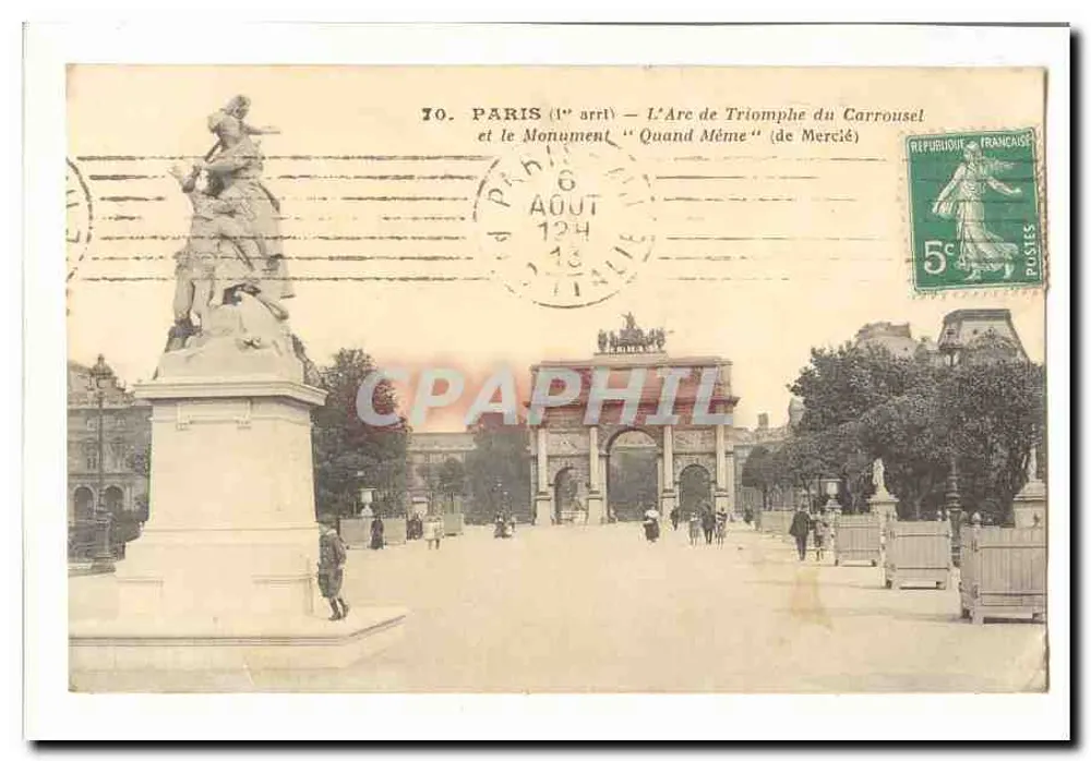 Paris (1. Arrondissement) — Der Arc de Triomphe du Carrousel und das Denkmal 'Quand Même' (von Mercié) - Vorderseite