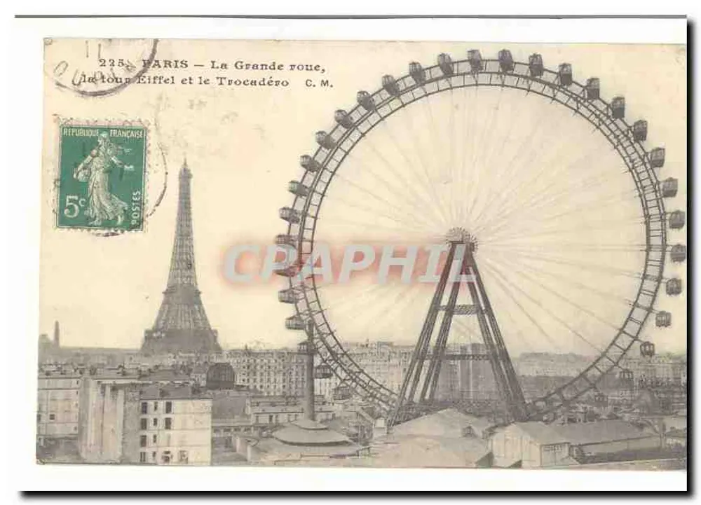Paris — Die große Rutsche, die Eiffelturm und das Trocadéro — C.M. - Vorderseite