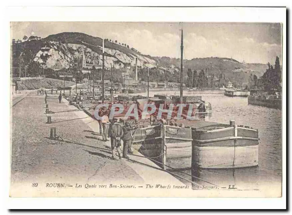 Rouen — Les Quais vers Bon-Secours — Éditeur LL, n° 89 - Recto