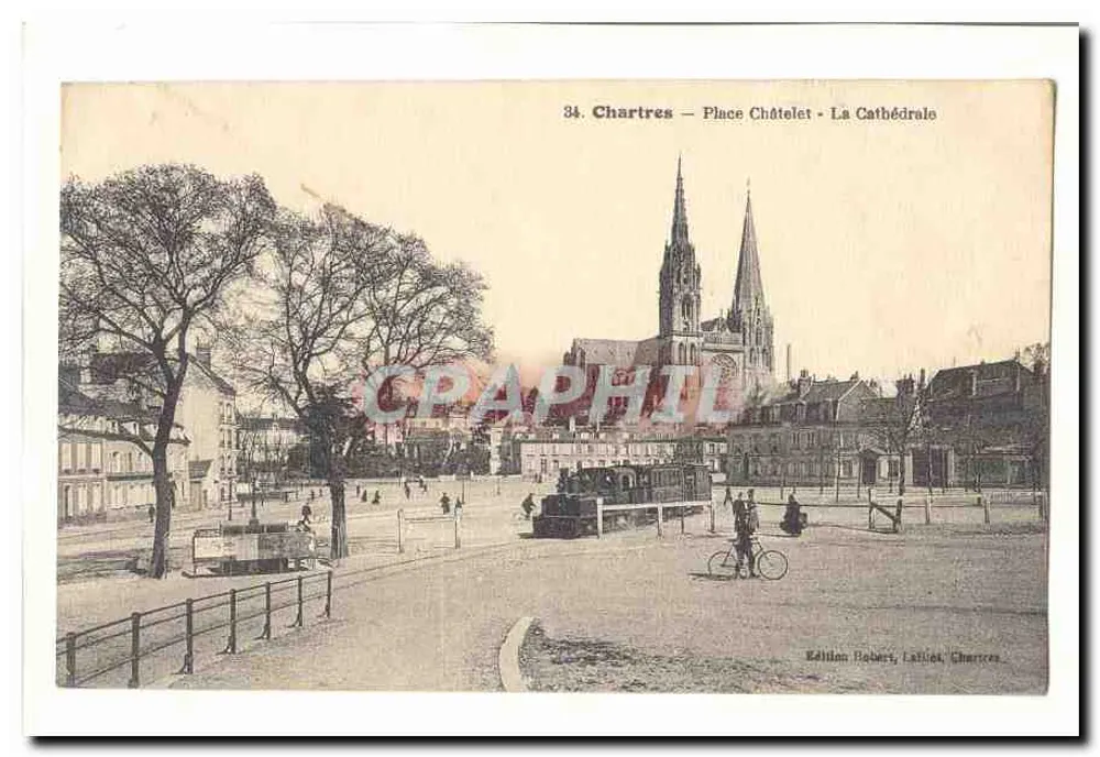 Chartres — Plein Châtelet — De Kathedraal - Voorkant