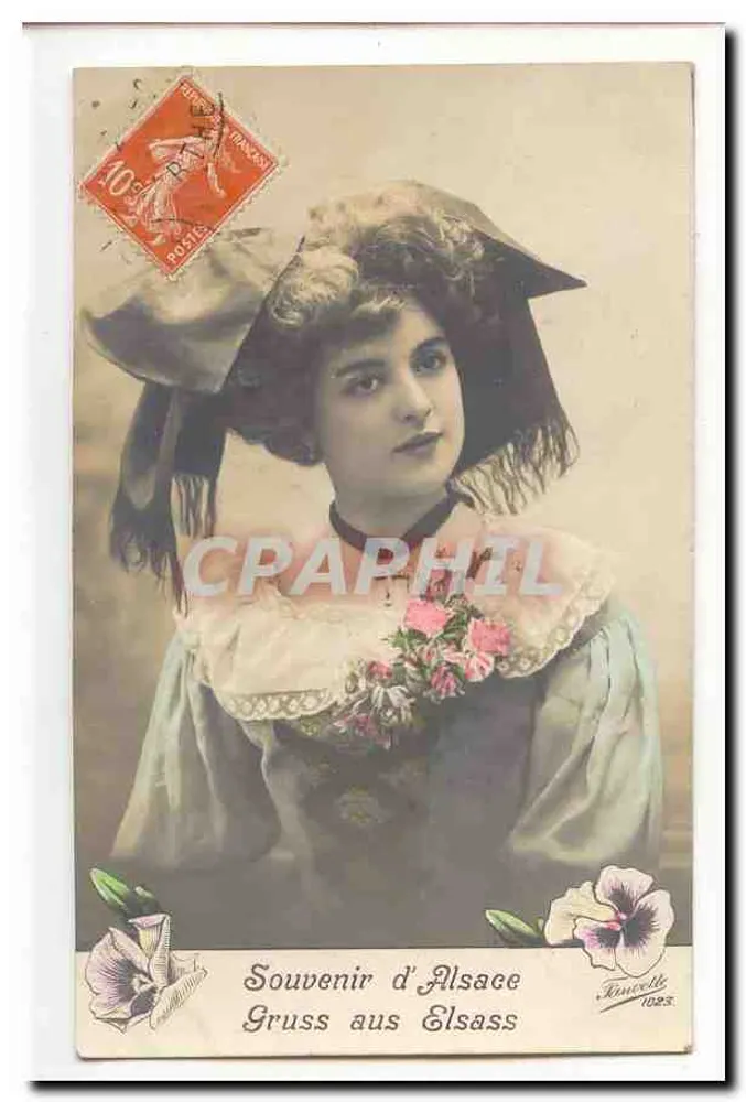 Junge Frau mit Hut — Souvenir d'Alsace — Junivelle 1023 - Vorderseite