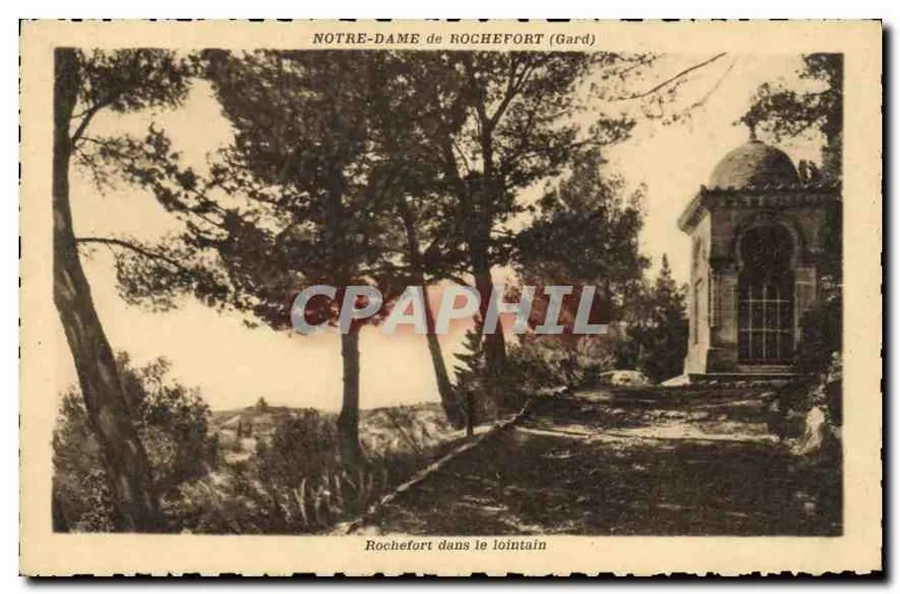 Notre-Dame de Rochefort (Gard) — Kirche im Hintergrund — Phototypie Mme Lesuuyer, Lyon - Vorderseite