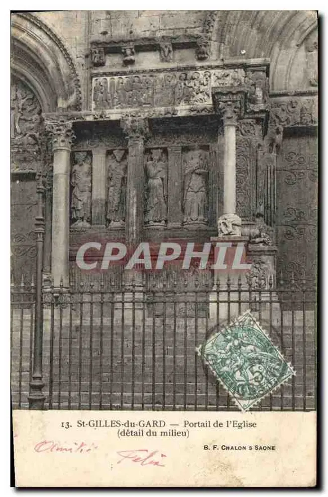 St-GILLES-du-GARD — Portal der Kirche (Detail der Mitte) — B. F. CHALON & SAÔNE n°13 - Vorderseite