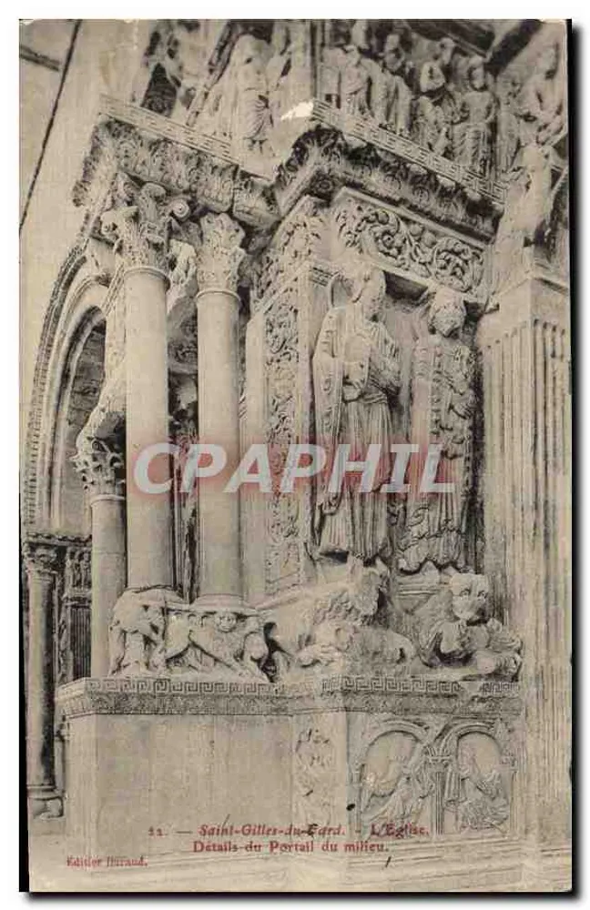 Saint-Gilles-du-Fard — Die Kirche. Details des mittleren Portals — Kaidor Thraud, n° 44 - Vorderseite