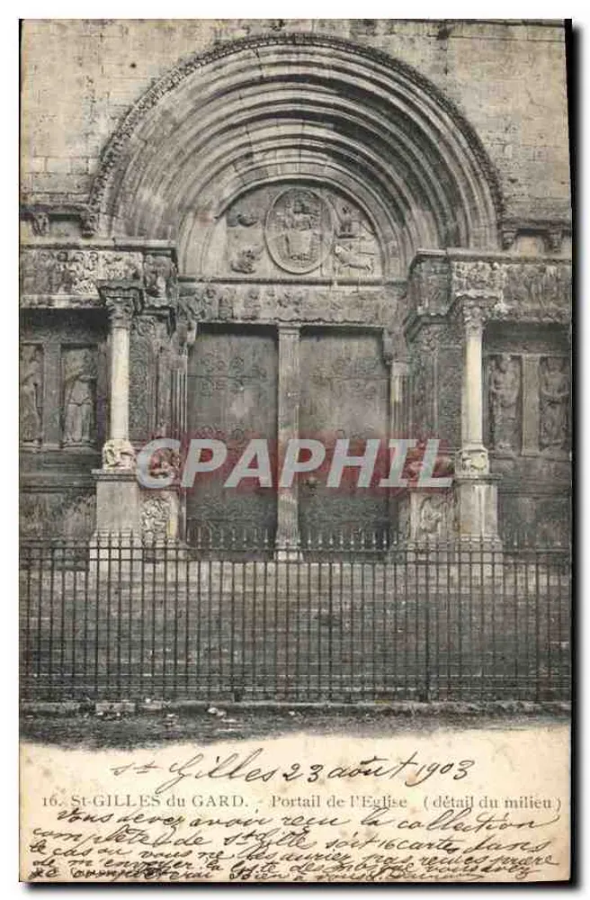 St-Gilles du Gard — Portal der Kirche (Detail in der Mitte) — Private Sammlung - Vorderseite