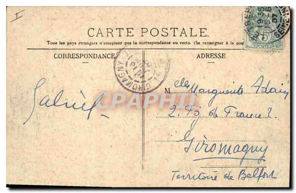 Le Tréport — A Pontão sob mar agitado — Edição A. B. n° 151 - Verso