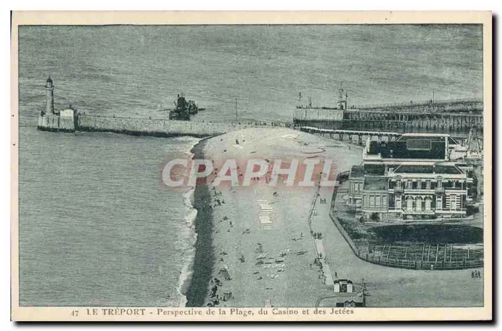 Le Tréport - Blick auf den Strand, das Casino und die Pier - Vorderseite