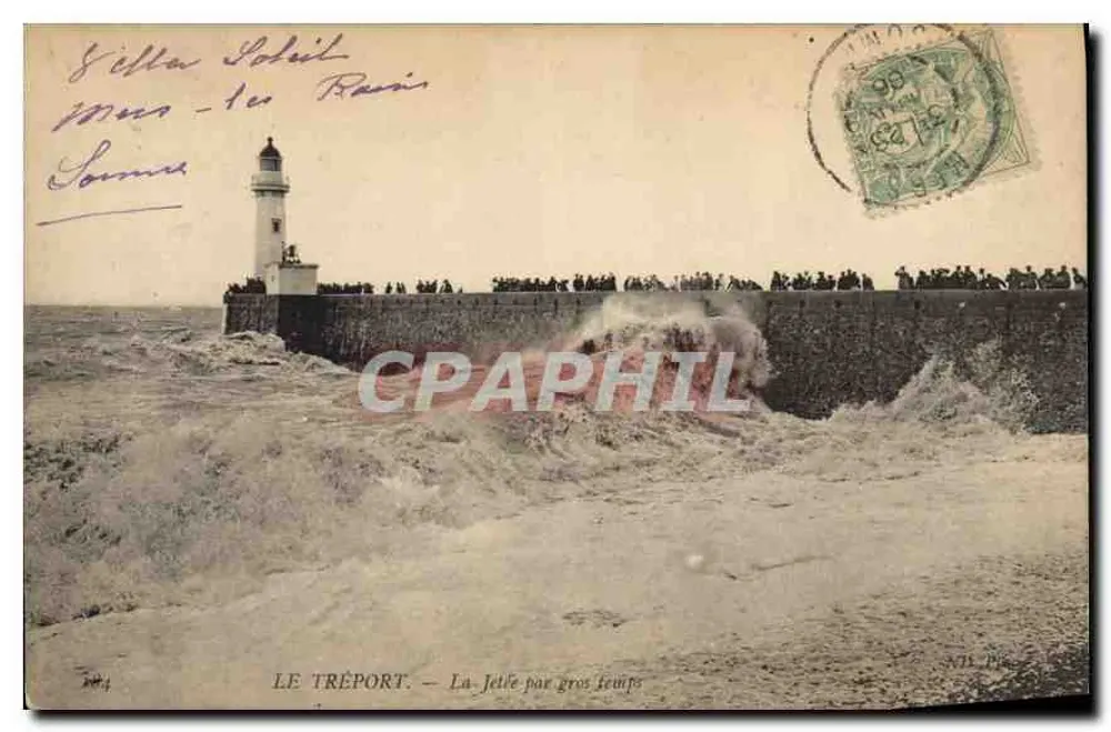 Le Tréport — A enseada em tempo de tempestade — editor A.718 - Frente