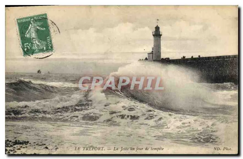 Le Tréport — A ponte em um dia de tempestade — ND. Fot. - Frente