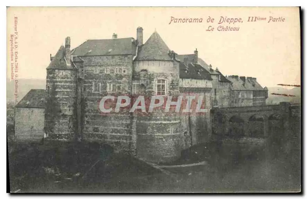 Dieppe — Das Schloss — Panorama von Dieppe, dritte Teil — Verlag: Éd. R. & D. Béthune, Dieppe - Vorderseite