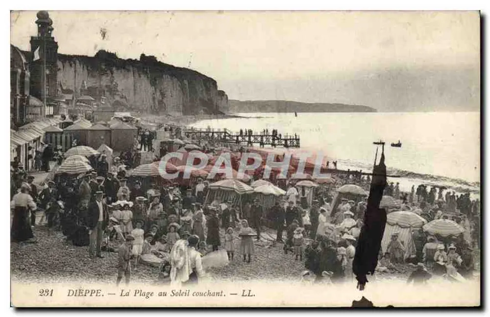 Dieppe — A Praia ao Pôr do Sol — LL. n°291 - Frente