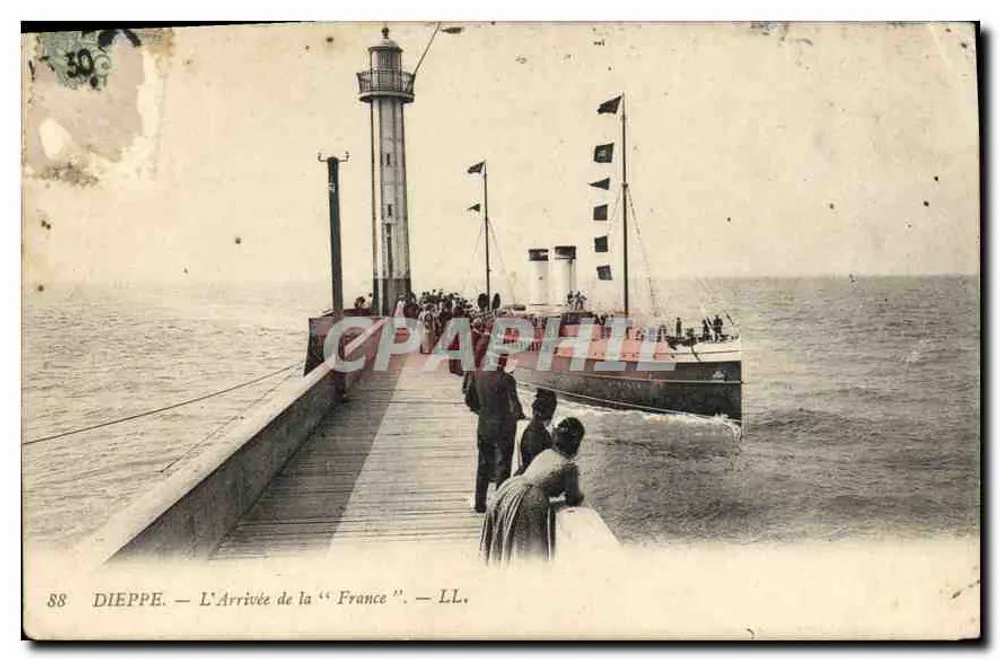 Dieppe — L'Arrivée de la « France » — LL. — n° 88 - Frente