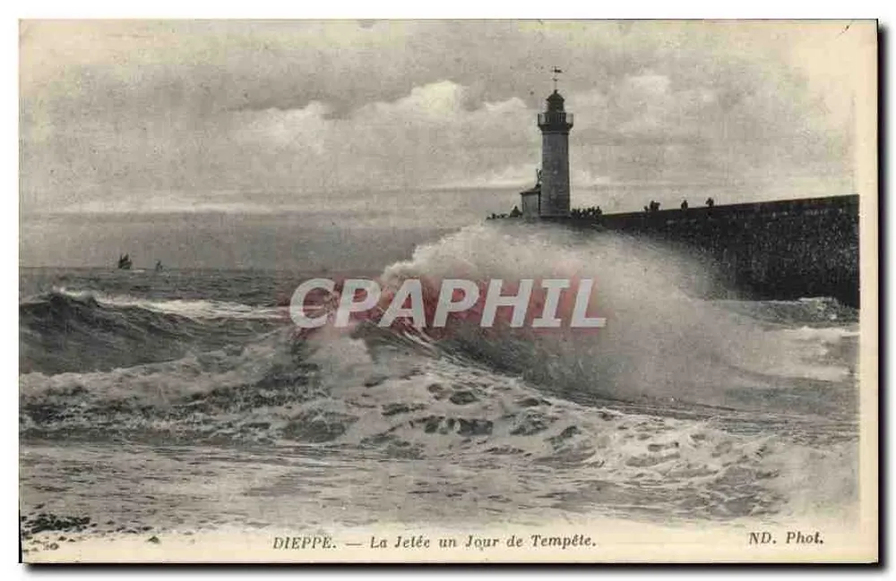 Dieppe — A Dique em um Dia de Tempestade — ND. Fot. - Frente