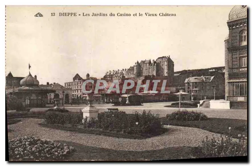 Dieppe — Die Gärten des Casinos und das Alte Schloss — Verlag Almanach des Arts Photographiques, Straßburg - Vorderseite