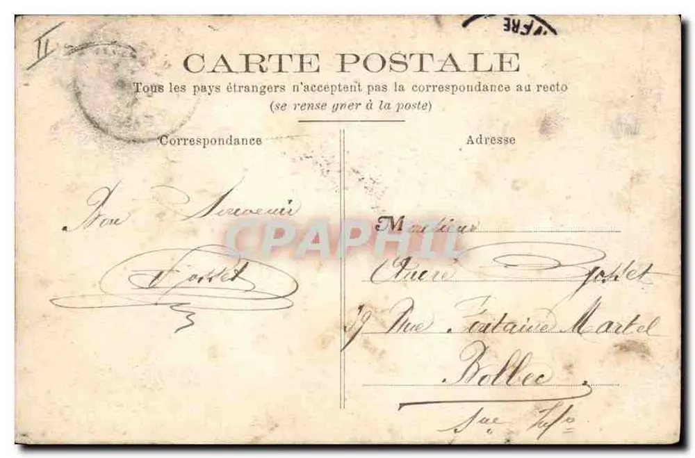 Dieppe — Les Bains — Bilhete postal antigo n°546, editor não visível - Verso