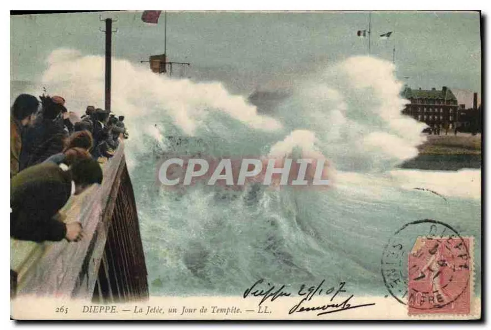 Dieppe — La Jetée, un Jour de Tempête — LL, n°265 - Anverso