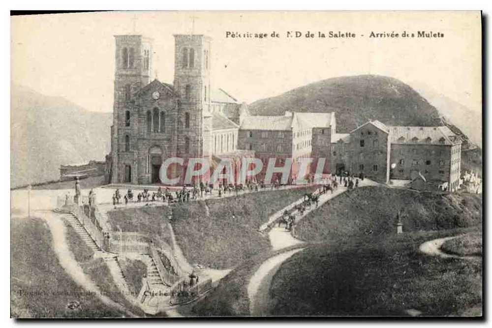 Pilgerreise zu Notre-Dame de la Salette - Ankunft der Maultiere — Verleger: Imprimerie Catholique de la Salette - Vorderseite