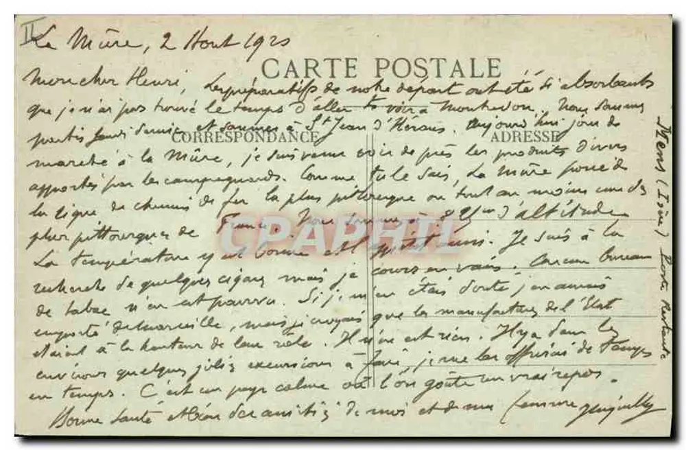Pont de la Roizonne — Região de LA MURE — A. Mollaret, Grenoble - Verso