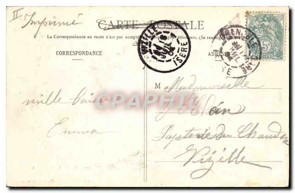 Entrada das Cubas - Danphîné - SASSENAGE - Cliché A. V. - Coleção L. P., Grenoble - Verso