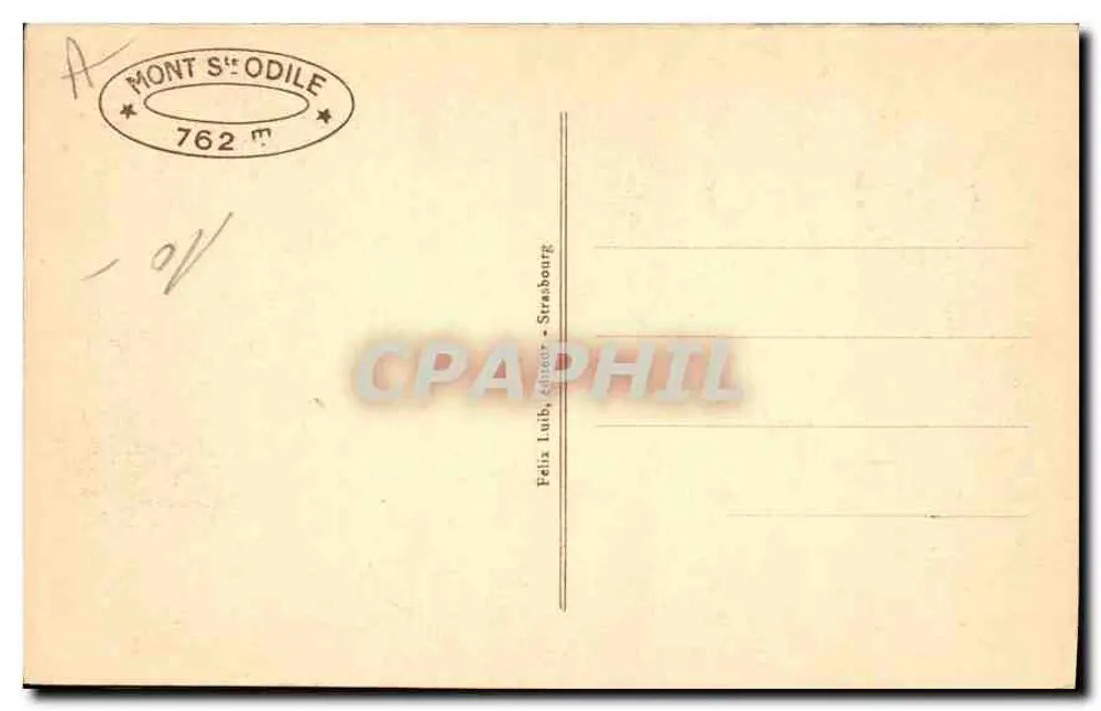 Mont Sainte-Odile - A Fonte — editor Felix Lüib, Strasbourg, n° 208 - Verso