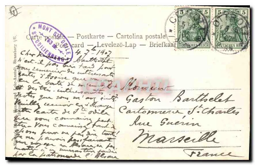 Klasztor św. Odile — Mont Sainte-Odile — wydawca nieznany - Rewers