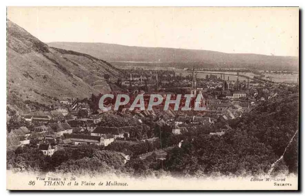 Thann e a Planície de Mulhouse — Vista panorâmica — Edição M. Girod, Sberota - Frente