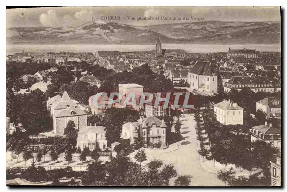 Colmar — Allgemeiner Blick und Panorama der Vosges — Verleger CH. Bergeret, Straßburg - Vorderseite