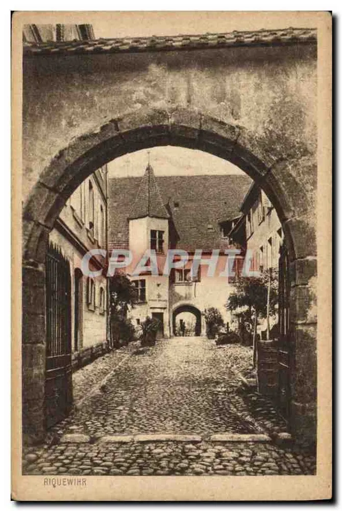 Riquewihr — Vista do portal e da rua pavimentada — Edição J.-B. Lung e Cie, Colmar, N° 28 - Frente