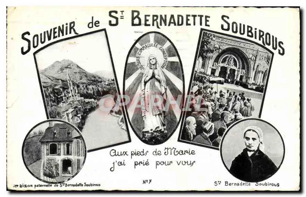 Lourdes — Souvenir de Sᵗ Bernadette Soubirous — éditeur P. Doucet Lourdes, n°7 - Frente