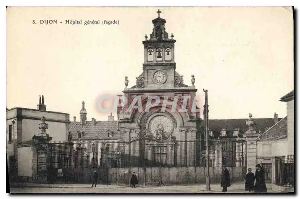 Dijon - Hospital Geral (fachada) — edição Imp. Moderne, n°8 - Frente