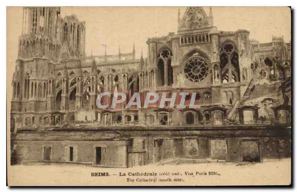 Reims — A Catedral (lado sul) — Visa Paris 2216 - Frente