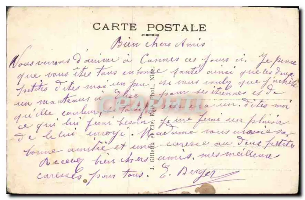 CANNES — Jardins de l'Esplanade — Graphphil n°449 - Verso