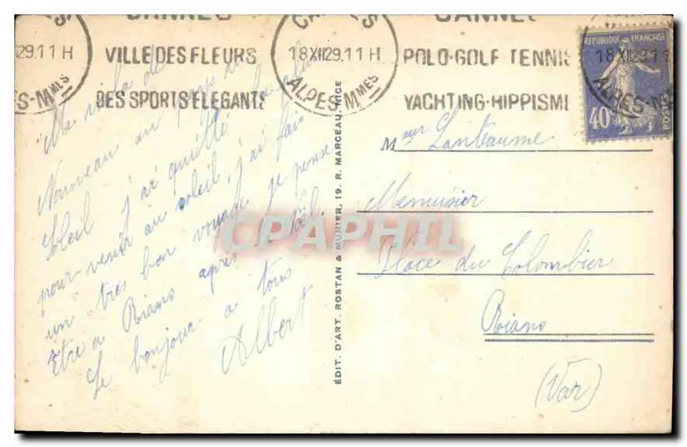 CANNES - Der Mount Chevalier und die Kirche des Suquet. RM - 546 - Rückseite