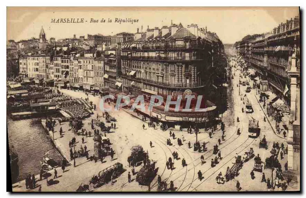 MARSEILLE - Rue de la République — vista panorâmica — editor não identificado - Frente