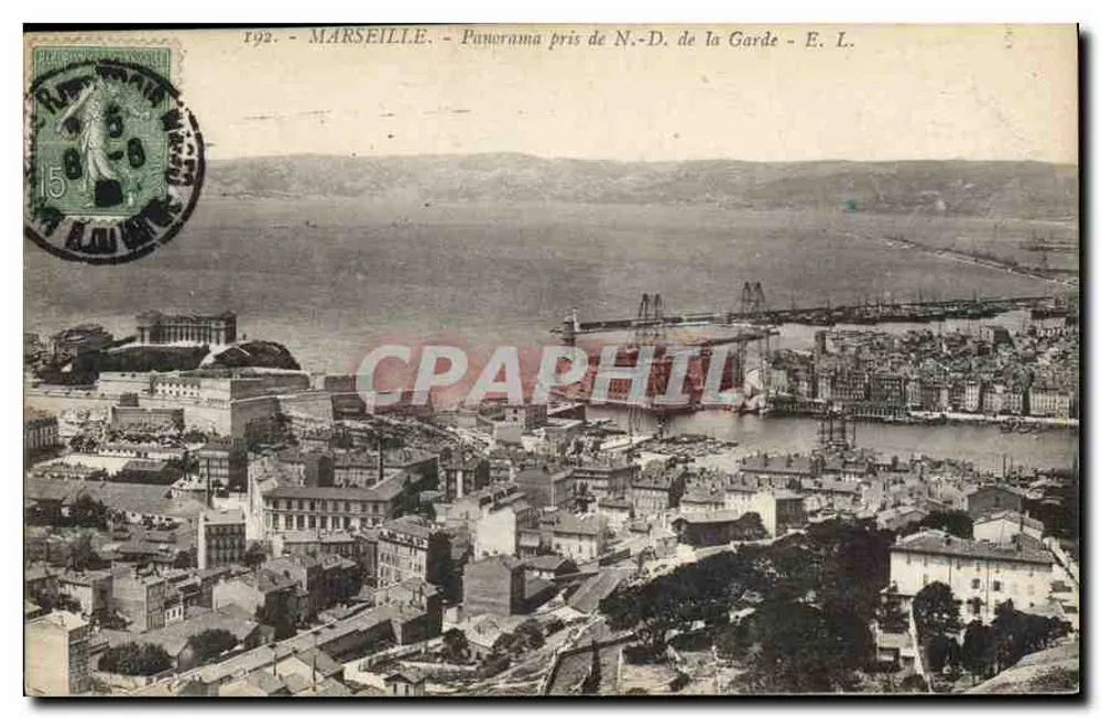 Marseille — Panorama tirado da Nossa Senhora da Guarda — E. L. - Frente