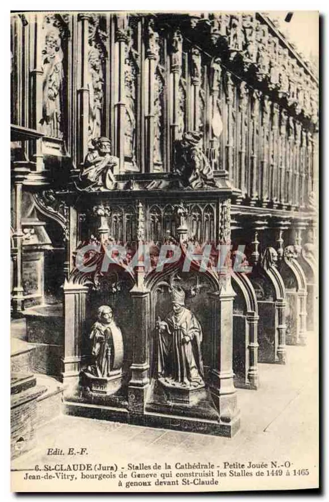 St-Claude (Jura) - Stalles der Kathedrale - Petite Jouée N.-O. - Jean-de-Vitry, Bürgerin von Genf, die die Stalles von 1449 bis 1465 baute - Vorderseite