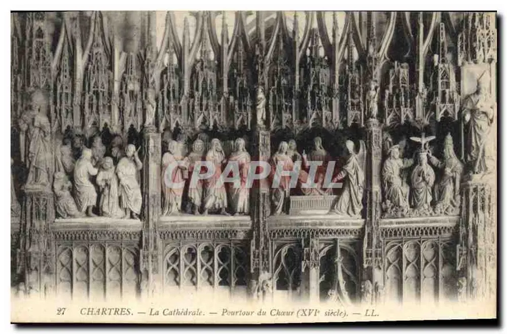 Chartres — A Catedral — Paraíso do Coro (século XVI) — LL. - Frente